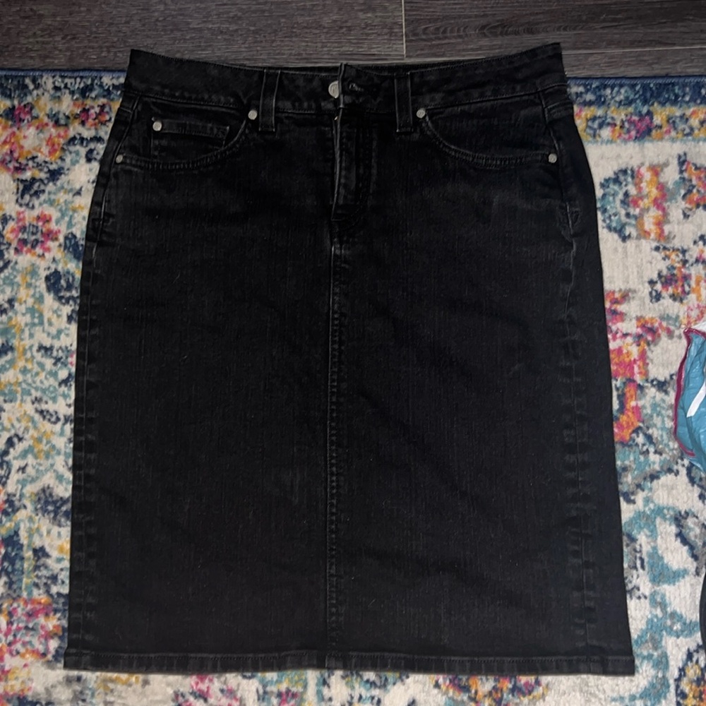 Black Denim Midi Skirt